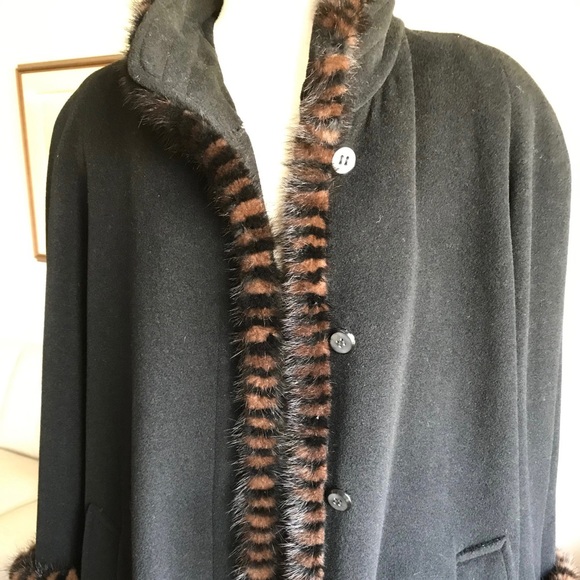 London Fog Mink-Trimmed Wool Coat - Picture 6 of 14